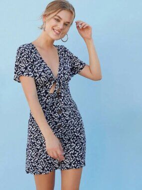 Lottie Moss Tie Front Button Down Mini Dress